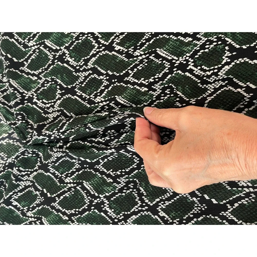 00061 - Michael Kors Green Snake Print Cold Shoulder Blouse‎ Top XL